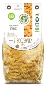 8486MAKARON (Z SOCZEWICY ŻÓŁTEJ) ŚWIDERKI FUSILLI BEZGLUTENOWY BIO 250 g - FABIJAŃSCY-1