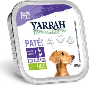 10631(DLA PSA) PASZTET Z KURCZAKA, WOŁOWINY I INDYKA Z ALOESEM BIO 150 g - YARRAH-1