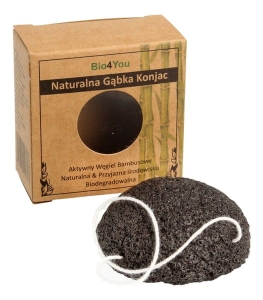 10936NATURALNA GĄBKA KONJAC DO OCZYSZCZANIA TWARZY Z WĘGLEM BAMBUSOWYM - BIO4YOU-1