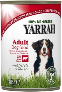 11709(DLA PSA DOROSŁEGO) KARMA Z WOŁOWINĄ POKRZYWĄ I POMIDOREM BIO 405 g - YARRAH-1