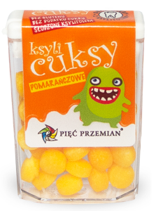 13021CUKIERKI Z KSYLITOLU KSYLICUKSY O SMAKU POMARAŃCZOWYM BEZGLUTENOWE 13 g - PIĘĆ PRZEMIAN-1