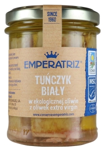 14312TUŃCZYK BIAŁY FILETY W BIO OLIWIE Z OLIWEK EXTRA VIRGIN 200 g (130 g) (SŁOIK) - EMPERATRIZ-1