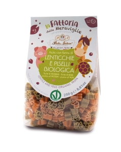 14393MAKARON (Z SOCZEWICY I GROSZKU DLA DZIECI) ZWIERZĘTA BEZGLUTENOWY BIO 250 g - PASTA NATURA-1