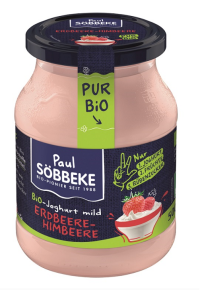 14749JOGURT KREMOWY TRUSKAWKA - MALINA (3,8% TŁUSZCZU W MLEKU) BIO 500 g (SŁOIK) - SOBBEKE-1
