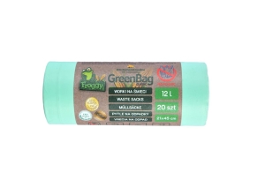 14945WORKI NA ODPADY BIO I ZMIESZANE (KOMPOSTOWALNE I BIODEGRADOWALNE) 12 L 20 szt - FROGGY (GREENBAG)-1