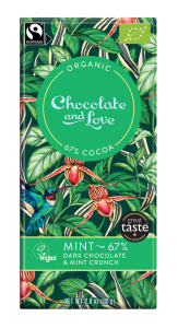 15318CZEKOLADA SZWAJCARSKA GORZKA Z CHRUPIĄCYMI GRANULKAMI MIĘTOWYMI FAIR TRADE BIO 80 g - CHOCOLATE AND LOVE-1