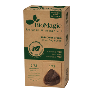 15570FARBA DO WŁOSÓW CIEMNY BEŻOWY BLOND (6.72) 250 g - BIOMAGIC-1