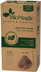 15571FARBA DO WŁOSÓW JASNY BEŻOWY BLOND (8.72) 250 g - BIOMAGIC-1