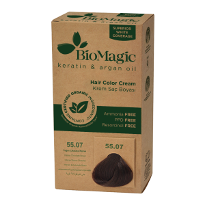 15576FARBA DO WŁOSÓW CIEMNY CZEKOLADOWY BRĄZ (55.07) 250 g - BIOMAGIC-1