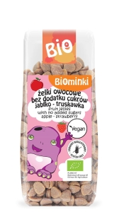 16057ŻELKI OWOCOWE BEZ DODATKU CUKRÓW JABŁKO - TRUSKAWKA BEZGLUTENOWE BIO 150 g - BIOMINKI-1