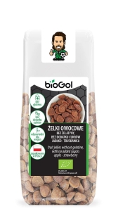 16588ŻELKI OWOCOWE BEZ ŻELATYNY, BEZ DODATKU CUKRÓW JABŁKO - TRUSKAWKA BEZGLUTENOWE BIO 90 g - BIOGOL-1