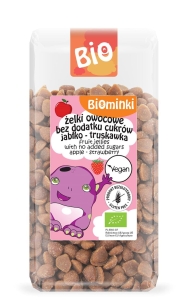 17089ŻELKI OWOCOWE BEZ DODATKU CUKRÓW JABŁKO - TRUSKAWKA BEZGLUTENOWE BIO 400 g - BIOMINKI-1