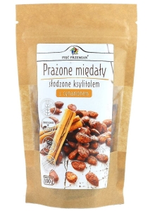 17395MIGDAŁY PRAŻONE Z CYNAMONEM SŁODZONE KSYLITOLEM BEZGLUTENOWE 100 g - PIĘĆ PRZEMIAN-1