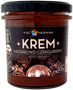17396KREM MIGDAŁOWO - CZEKOLADOWY BEZ DODATKU CUKRÓW BEZGLUTENOWY (KETO) 300 g - PIĘĆ PRZEMIAN-1