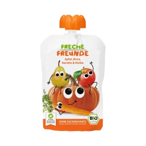 20927MUS JABŁKO - GRUSZKA - MARCHEW - DYNIA  BEZ DODATKU CUKRÓW BEZGLUTENOWY OD 6 MIESIĄCA BIO 100 g - FRECHE FREUNDE-1