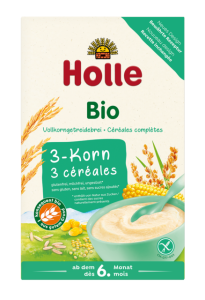20974KASZKA PEŁNOZIARNISTA 3 ZBOŻA BEZ DODATKU CUKRÓW BEZGLUTENOWA OD 6 MIESIĄCA BIO 250 g - HOLLE-1