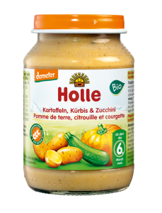 20983OBIADEK DYNIA - CUKINIA - ZIEMNIAK BEZ DODATKU CUKRÓW BEZGLUTENOWY OD 6 MIESIĄCA DEMETER BIO 190 g (SŁOIK) - HOLLE-1
