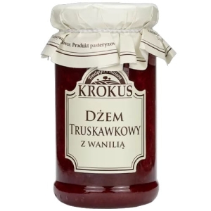 21151DŻEM TRUSKAWKOWY Z WANILIĄ O OBNIŻONEJ ZAWARTOŚCI CUKRU BEZGLUTENOWY 235 g - KROKUS-1