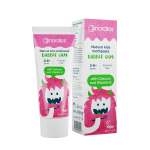22665PASTA DO ZĘBÓW DLA DZIECI OD 2 DO 6 LAT O SMAKU GUMY BALONOWEJ BEZ FLUORU 50 ml - NORDICS-1