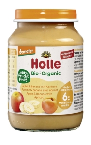 24018JABŁKO - BANAN - MORELA BEZGLUTENOWE OD 6 MIESIĄCA DEMETER BIO 190 g (SŁOIK) - HOLLE-1