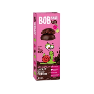 24297PRZEKĄSKA JABŁKOWO - MALINOWA W CIEMNEJ CZEKOLADZIE BELGIJSKIEJ BEZ DODATKU CUKRU BEZGLUTENOWA 30 g - BOB SNAIL-1
