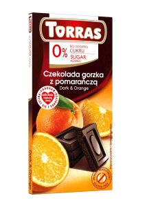 34870CZEKOLADA GORZKA Z POMARAŃCZĄ BEZ DODATKU CUKRU BEZGLUTENOWA 75 g - TORRAS-1