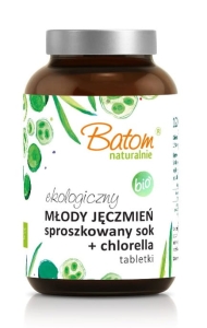 34998MŁODY JĘCZMIEŃ SPROSZKOWANY SOK + CHLORELLA 500 mg TABLETKI 120 g - BATOM-1