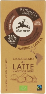 8774CZEKOLADA MLECZNA Z ORZECHAMI FAIR TRADE BIO 100 g - ALCE NERO-1