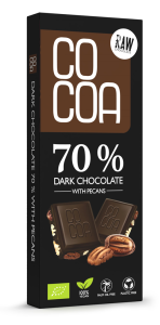 38052CZEKOLADA CIEMNA 70 % Z ORZECHAMI PEKAN BIO 40 g - COCOA-1