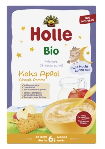 42525KASZKA ZBOŻOWA MLECZNA CIASTECZKOWO - JABŁKOWA BEZ DODATKU CUKRÓW OD 6 MIESIĄCA BIO 250 g - HOLLE-1