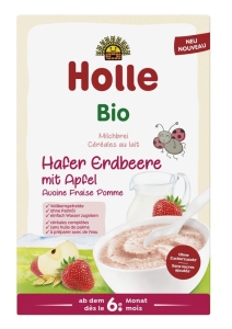 42527KASZKA OWSIANA MLECZNA TRUSKAWKOWO - JABŁKOWA BEZ DODATKU CUKRÓW OD 6 MIESIĄCA BIO 250 g - HOLLE-1