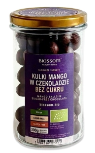 43403KULKI MANGO W CZEKOLADZIE BEZ DODATKU CUKRU BEZGLUTENOWE BIO 300 g - BIOSSOM-1