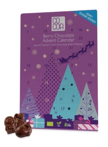 43441KALENDARZ ADWENTOWY Z CZEKOLADY JAGODOWEJ Z WITAMINĄ C Z ACEROLI BEZ DODATKU CUKRU BIO 180 g - COCOA (PRODUKT SEZONOWY)-1