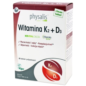 43735WITAMINA K2 + D3 60 TABLETEK PODJĘZYKOWYCH - PHYSALIS-1