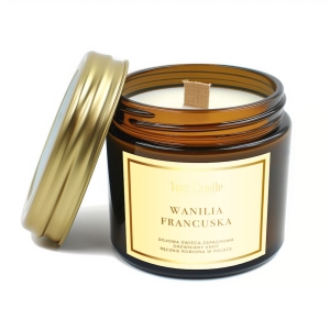 44018ŚWIECA SOJOWA ZAPACHOWA Z DREWNIANYM KNOTEM WANILIA FRANCUSKA 120 ml - YOUR CANDLE-1