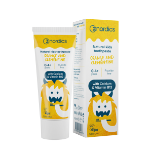44864PASTA DO ZĘBÓW DLA DZIECI OD 0 DO 4 LAT O SMAKU POMARAŃCZY I KLEMENTYNKI BEZ FLUORU 50 ml - NORDICS-1