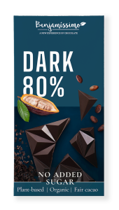 45239CZEKOLADA GORZKA 80 % BEZ DODATKU CUKRÓW BEZGLUTENOWA BIO 60 g - BENJAMISSIMO-1