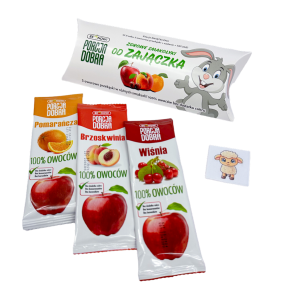 45548SMAKOŁYKI OD ZAJĄCZKA (3 OWOCOWE PRZEKĄSKI + TATUAŻ) 48 g - PORCJA DOBRA (PRODUKT SEZONOWY)-1