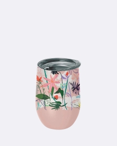 45685KUBEK ZE STALI NIERDZEWNEJ Z POKRYWKĄ KWIATY 420 ml - CHIC-MIC-1