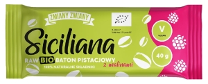 45898BATON PISTACJOWY Z MALINAMI "SICILIANA RAW" BEZGLUTENOWY BIO 40 g - ZMIANY ZMIANY-1