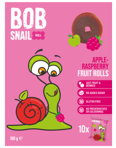 46364PRZEKĄSKI ROLL JABŁKO - MALINA BEZ DODATKU CUKRÓW BEZGLUTENOWE 100 g - BOB SNAIL-1