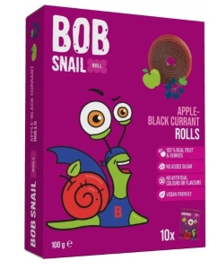 46369PRZEKĄSKI ROLL JABŁKO - CZARNA PORZECZKA BEZ DODATKU CUKRÓW BEZGLUTENOWE 100 g - BOB SNAIL-1