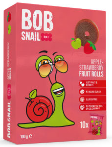 46370PRZEKĄSKI ROLL JABŁKO - TRUSKAWKA BEZ DODATKU CUKRÓW BEZGLUTENOWE 100 g - BOB SNAIL-1