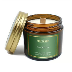 46509ŚWIECA SOJOWA ZAPACHOWA Z DREWNIANYM KNOTEM PACZULA 120 ml - YOUR CANDLE-1