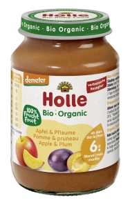 47921JABŁKO - ŚLIWKA BEZ DODATKU CUKRÓW BEZGLUTENOWE OD 6 MIESIĄCA DEMETER BIO 190 g (SŁOIK) - HOLLE-1