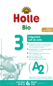 47949MLEKO A2 KROWIE 3 NASTĘPNE DLA NIEMOWLĄT PO 6 MIESIĄCU BIO 400 g - HOLLE-1