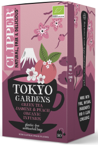 48604HERBATA ZIELONA JAŚMINOWA O SMAKU BRZOSKWINIOWYM (TOKYO GARDENS) BIO (20 x 2 g) 40 g - CLIPPER-1