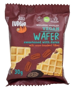 48923WAFELEK Z KREMEM KAKAOWO - ORZECHOWYM SŁODZONY DAKTYLAMI BIO 30 g - ME GUSTO (SUPER FUDGIO)-1