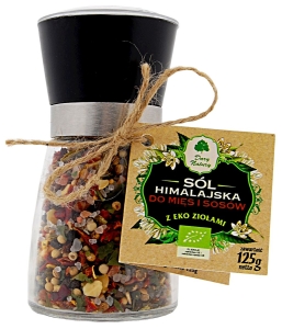 9106SÓL HIMALAJSKA W MŁYNKU Z ZIOŁAMI BIO DO MIĘS I SOSÓW 125 g - DARY NATURY-1